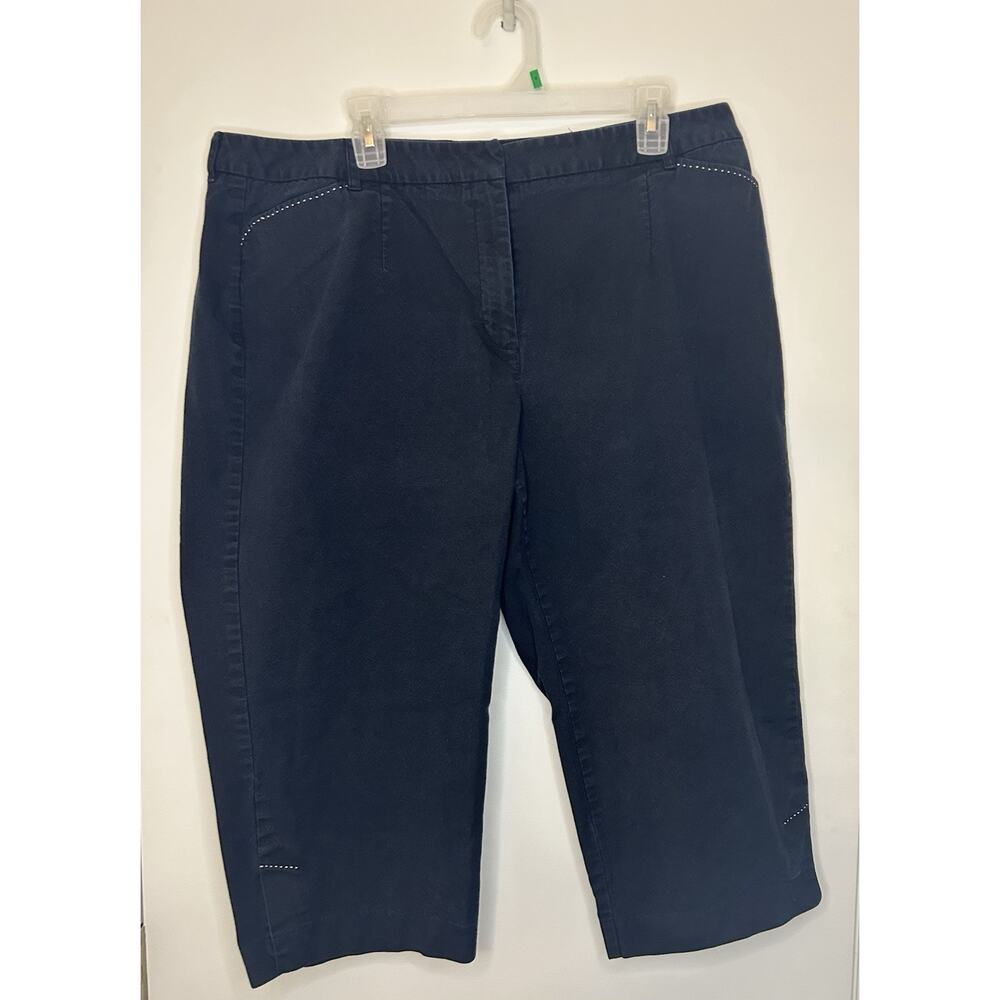 TALBOTS Woman Black Solid Capris Pants Stretch Pockets Slits Womens 18W
